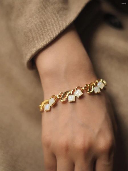 Bracelets de charme Moonlight Lily Of The Valley Bracelet Classique Anniversaire Ruban Fleurs Vintage