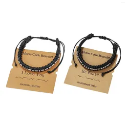 Bracelets de charme Morse Code Bracelet Cadeaux pour hommes Accessoires en cuir PU pour hommes anniversaire petit-fils fils amis