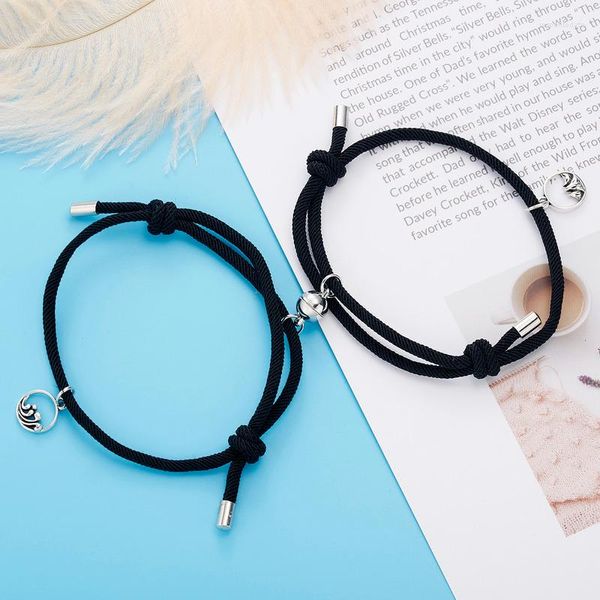 Bracelets porte-bonheur montagne mer promesse attirer Bracelet magnétique corde tressée Couple Bracelet pour amoureux homme femmes filles garçon cadeau