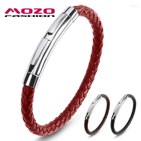 Bracelets de charme mozo mozo hommes décontractés en acier inoxydable fermade femme en cuir Bangles vendant des bijoux en gros cadeaux 621