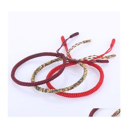 Bedelarmbanden mti kleur tibetaanse boeddhist goed geluk gevlochten armbanden voor vrouwelijke mannen handgemaakte knopen touw drop levering sieraden otriu