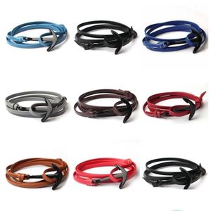 Bedelarmbanden mticolor lederen armband handgemaakte echte manchet wrap armbanden verstelbare schip anker sieraden drop levering 2021 dhnxg