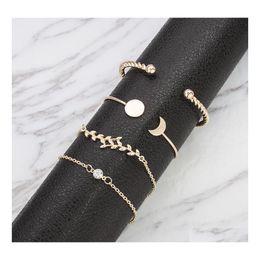 Bracelets porte-bonheur Mtilayer Bracelet Set4Pcs / Set Chaînes Pour Femmes Bijoux Or Chaîne En Métal Bracelet Yydhhome Drop Delivery Dhxhr