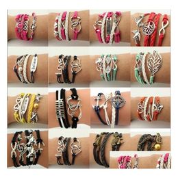 Bracelets de charme Mtilayer Wrap Bracelet Charme Inspiré Arbre De Vie Amour Coeur Croire Infinity Bracelets Pour Femmes Enfants Mode Bijou Dhewr
