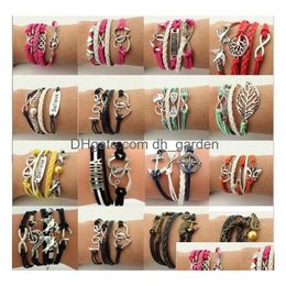 Bracelets de charme Mtilayer Wrap Bracelet inspiré arbre de vie amour coeur croire infini pour femmes enfants bijoux de mode livraison directe DH7AM