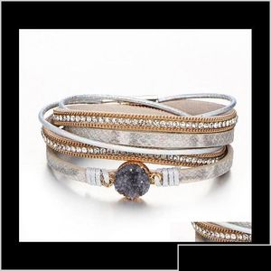 Bracelets de charme MtiLeryer Wrap Le cuir fait à la main tressé avec un fermoir magnétique Bijoux de bracelet pour femmes Girl Gift 4mmjb imnuz Drop de Dhtet