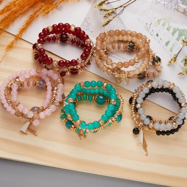 Charm Bracelets Multi Layer Crystal Beaded Bracelet Bohemian Exotic Womens Summer 2023 Accesorios de joyería para mujeres Regalos