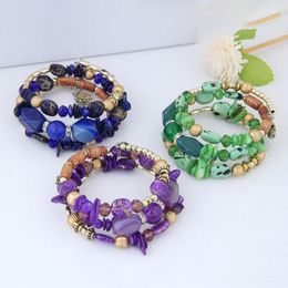 Pulseras de encanto Pulsera de mujer multiforma Cuentas Estilo vintage Capas dobles Turquesa Cristal de imitación Estudiante para uso diario