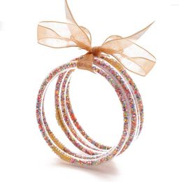 Pulseras con abalorios, brazalete de cuentas multicolor para mujer, conjunto de lazo mixto de colores para todo el tiempo, pulsera de gelatina con purpurina de plástico de silicona apilada