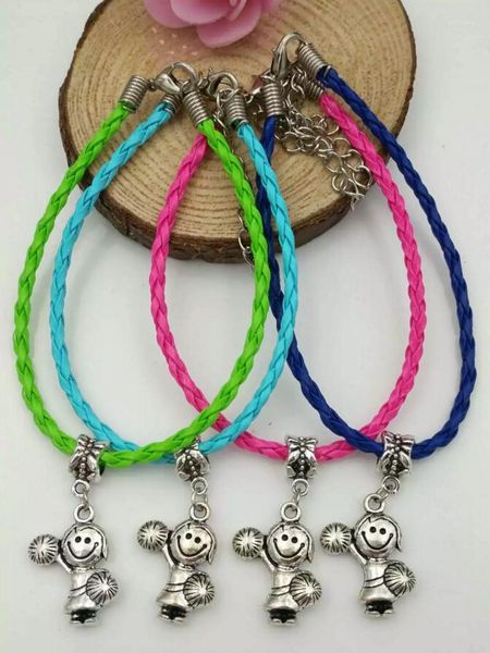 Pulseras de encanto Multicolor Buena suerte Cuerda trenzada Pulsera Joyería Tibetana Chica Animadoras Colgante para mujeres Regalo 014