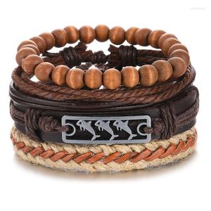 Bracelets de charme Chaîne multicouche Bracelet en cuir de poisson Femmes Hommes Mode Perles réglables Wrap Bracelet 2022 Bras BijouxCharm Inte22