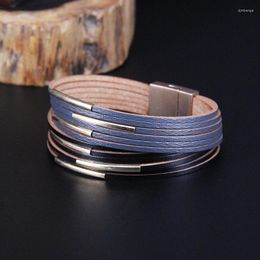 Bedelarmbanden meerlagige lagere lederen armband voor mannen metalen bar zwart gevlochten brede wrap man armbanden boho punk sieraden