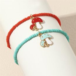 Bracelets porte-bonheur champignon pendentif Bracelet pour filles perles amitié réglable mode bijoux accessoires enfants cadeau 2023