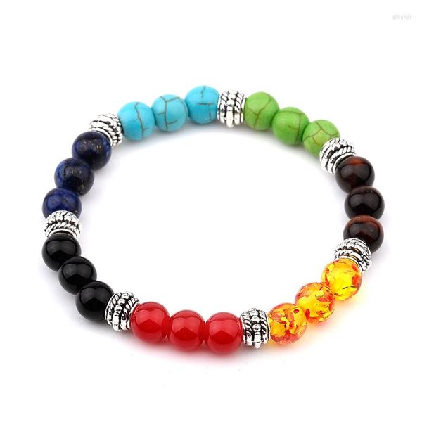 Pulseras con dijes Muti-color para hombre Malaquita Lava Chakra Healing Balance Beads Pulsera para mujeres Reiki Oración Yoga Piedras