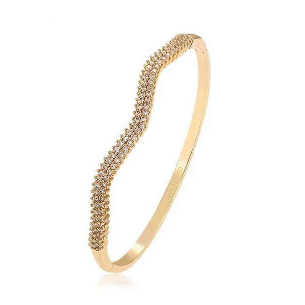 Pulseras con dijes MxGxFam New Zr Brazalete Pulsera para mujer Joyería de moda Chapado en oro 18 k AAA + Sin alergia a la piel Sin níquel