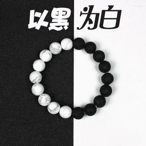Bracelets porte-bonheur naturel 10mm pierre de lave Howlite Tai Chi pour femmes hommes blanc Turquoises perles rondes Bracelet élastique bijoux de Yoga