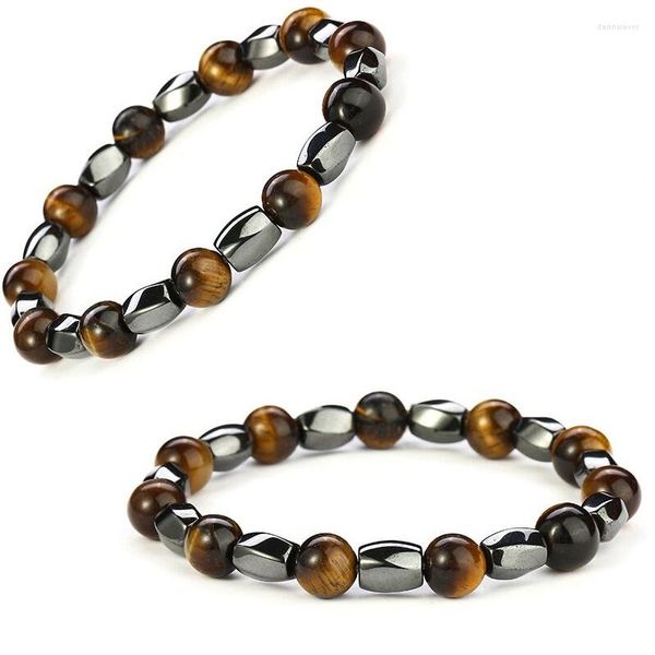 Pulseras con dijes, obsidiana negra Natural, hematita, cuentas de ojo de tigre, protección magnética para la salud, adelgazamiento, pérdida de peso, joyería para el alma, mujeres y hombres