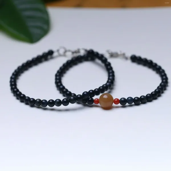 Pulseras de encanto Pulsera de ojo azul natural con cristal de anillo único de azúcar de jade rojo del sur para hombres y mujeres amantes de la moda