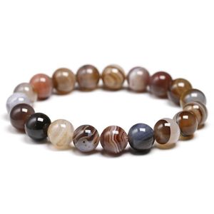 Bracelets de charme Naturel Bota Agate Pierre 6 8 10mm Ronde Perles De Pierres Précieuses Bracelet Pour Femmes Et Hommes Élastique Strand Uni Jewellr Dhgarden Dh0Jm