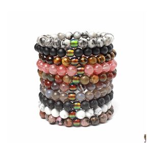 Bedelarmbanden natuurlijke chakra -energie paren vrouwen sieraden 8 mm tijger eye stone kralen armband mannen hand strings bangle q88fz drop de dhfl6