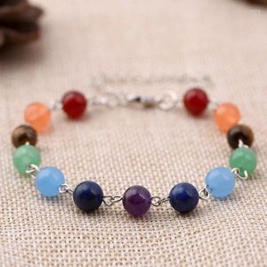 Bracelets de charme Bracelet de yoga en perles de pierre de chakra naturel avec cristal violet et oeil de tigre bijoux causals chaîne étendue préférée des femmes