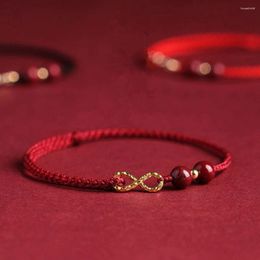 Bracelets de charme Cinabar naturel tissé à la main symbole infini chanceux chaîne rouge pour la protection bouddha bracelet bijoux