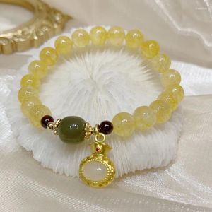 Bedelarmbanden Natuurlijke Citrien Armband Vrouwelijke Zegen Fishtail Chalcedoon Tian Jade Retro Etnische Stijl Hand Sieraden