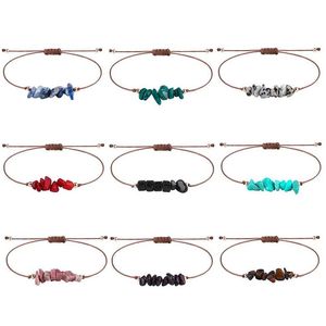 Pulseras con dijes Pulsera de cuentas de piedra cruzada natural Hecho a mano Boho Amistad Trenza Verano Playa Joyería Entrega directa Dhrzp