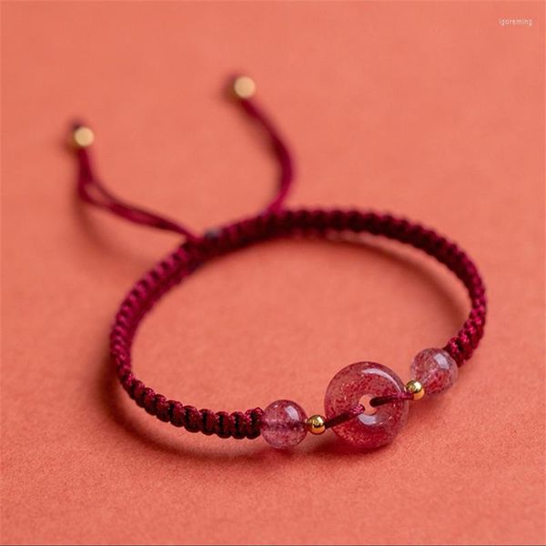 Bracelets porte-bonheur cristal naturel noeud de paix tissé à la main corde rouge taille réglable pi-xiu breloques bracelets Bracelet cadeau livraison directe