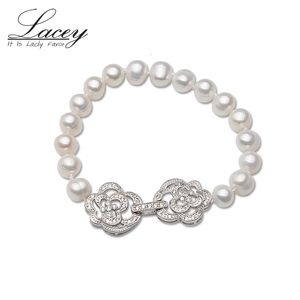 Bracelets porte-bonheur naturel perle d'eau douce mariage pour les femmes vrai brin mariée présente fleur de mode 230307