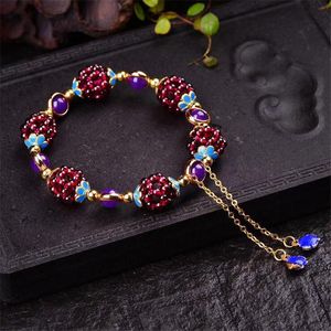 Bracelets porte-bonheur pierre grenat naturel Bracelet ethnique grenade cristal charmant multi-cercle pour femme cadeau bohême mignon bijoux fins