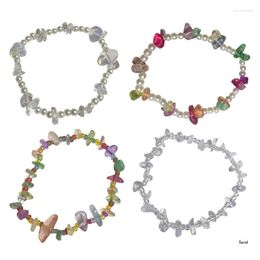 Bracelets à breloques pierres précieuses naturelles cristal puce de guérison extensible perle douce puces de gravier chaîne à main