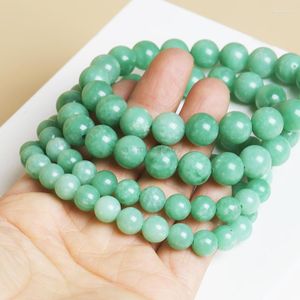 Bracelets de charme verts africains de jade africain naturaux Perles de jade femme Fashion Quality Round Stone Yoga Mala Chalcedony Bangles Feme Summer JewelryCharm Int