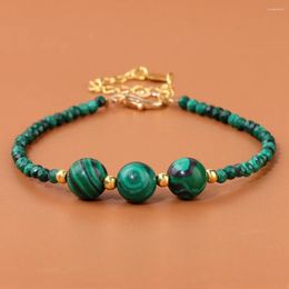 Bracelets de charme Bracelet en pierre de Malachite verte naturelle 3mm petites perles à facettes mode OT boucle Reiki bijoux de guérison cadeaux