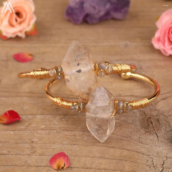 Bracelets de charme Herkimer naturel diamants Quartz bâton point femmes cristal perle réglable Bracelet bijoux livraison directe