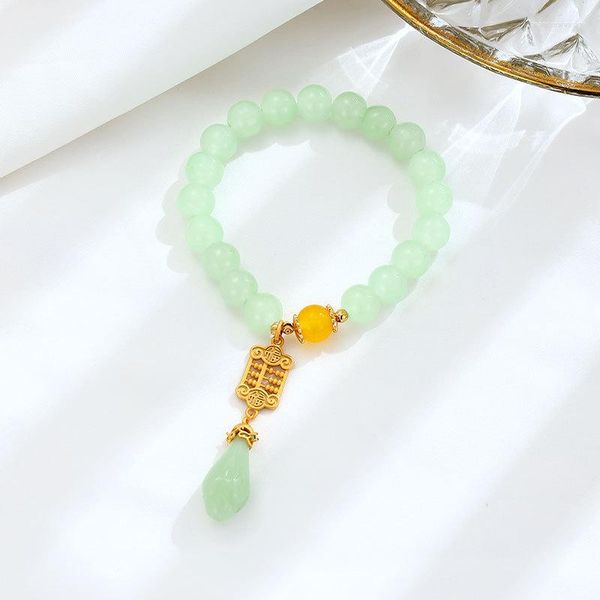 Braceletas Charmets Natural Hetian Jade Beads Bracelet de plata esterlina Siltre de oro chapado con incrustaciones con calabaza