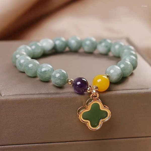 Pulseras de encanto Pulsera de cuentas de piedra de jade natural para mujeres Moda de estilo coreano Joyería fina Cadena de mano Regalos de amistad