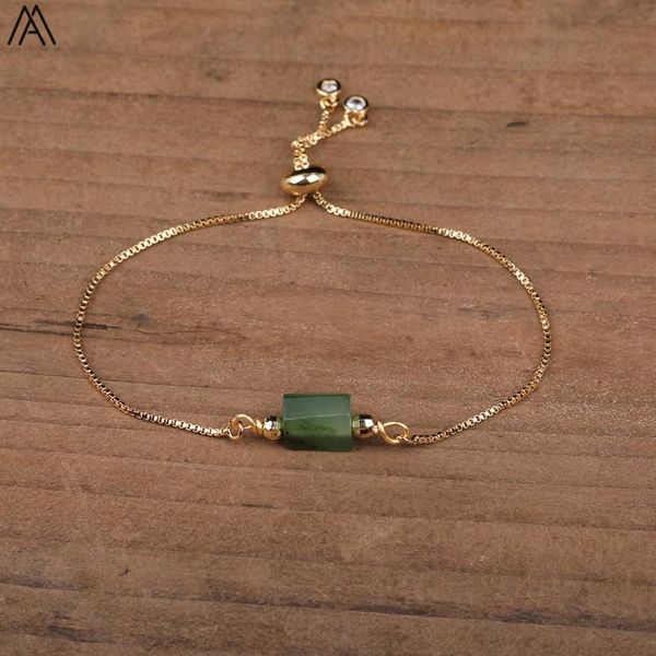 Pulseras con abalorios, piedra de Jades Natural, cuentas de una sola pepita, pulsera hecha a mano para mujer, pulsera de Chakra curativa de oro Mala, abalorio