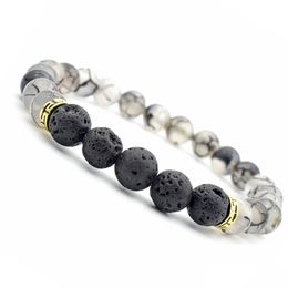 Bracelets de charme Bracelet de perles de pierre de lave naturelle DIY Volcan Diffuseur d'huile essentielle pour femmes hommes Yoga Bijoux Drop Livraison Dhgarden Dh1Ku