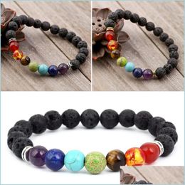 Bedelarmbanden natuurlijke lava stenen armbanden 7 chakra yoga kralen etherische oliediffuser armband bangle voor vrouwen mannen fa dhseller2010 dhmni