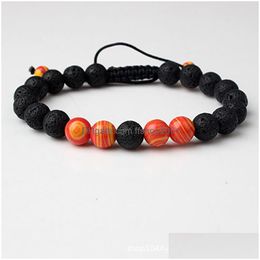 Charme Bracelets Pierre De Lave Naturelle Armure Colourf Perle Bracelet Diy Volcan Diffuseur D'huile Essentielle Pour Femmes Hommes Bijoux Drop Delivery Dhdf0