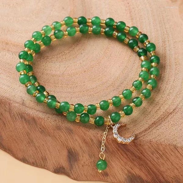 Bracelets de charme Lune Naturelle Jade Pierre Perlée Pour Femmes Femme Élégant Ins Fine Bijoux Accessoires Cadeaux