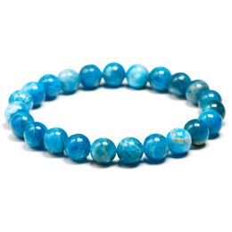 Pulseras con dijes Piedra de apatita azul océano natural 6 mm 8 mm 10 mm Pulsera de cuentas Mujeres Hombres Joyería de meditación Gema redonda Pulseras con cuentas Regalo 230306