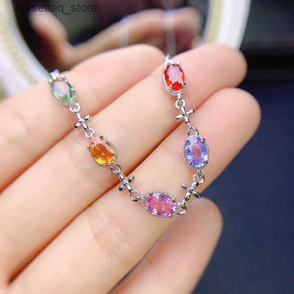 Pulseras con dijes Serie de esferas de arco iris natural Diseño de lujo ligero y fresco Sentido de nicho de plata esterlina de alta calidad con el mismo s L240319