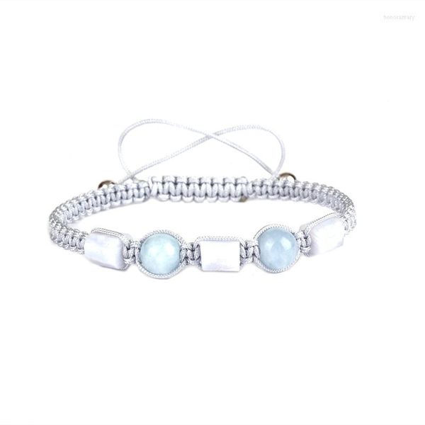 Bracelets porte-bonheur naturel rugueux gris gris translucide pierre de lune bleu Howlite pierre perles réglable unisexe fait à la main noeuds cordon macramé