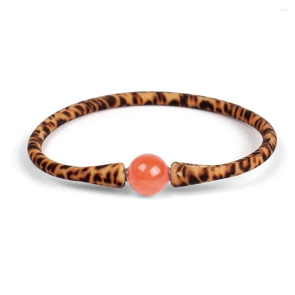 Bracelets de charme Bracelet en silicone en pierre ronde naturelle Bracelet en caoutchouc coloré avec une pierre précieuse unique pour les bijoux des femmes
