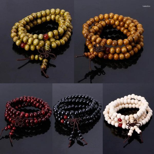 Pulseras con dijes Oración budista de sándalo natural Cuentas de 8 mm 108 Pulsera de meditación Regalo para hombres y mujeres