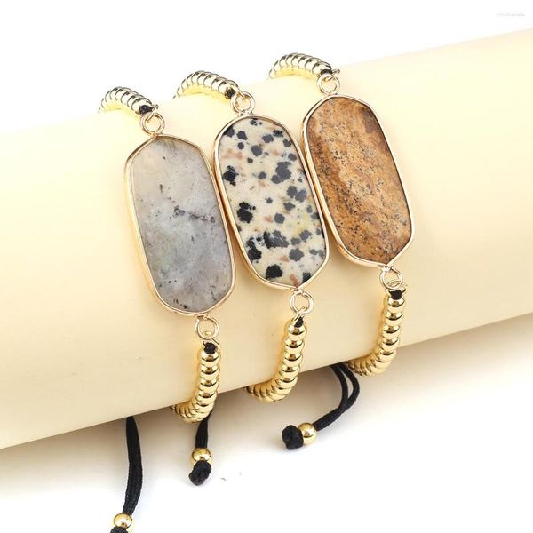 Bracelets porte-bonheur pierre naturelle plaqué or 18 carats, Flash Labradorites, Bracelet photo pour femmes, bijoux cadeau 16-22cm