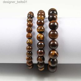 Charme Bracelets Pierre naturelle 6/8/10mm perles oeil de tigre Bracelet classique hommes femmes bouddha noir lave Bracelets minimaliste Yoga méditation bijoux L231214