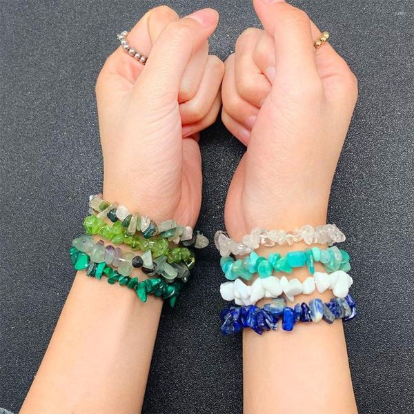 Pulseras con abalorios, brazaletes de piedra natural para mujer, joyería de moda hecha a mano Irregular, pulsera de amatista con piedra lunar de ojo de tigre